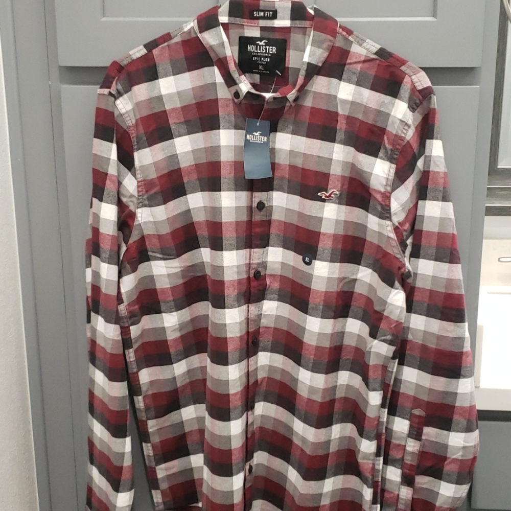 New- Hollister XL Slim Fit Stretch Oxford